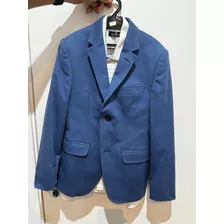 Blazer Masc Junior Brooksfield Azul Tam 10 +camisa Branca