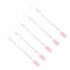 Kit 5 Prendedor De Chupeta Bebê Modelo Mola Bico Universal Cor Rosa