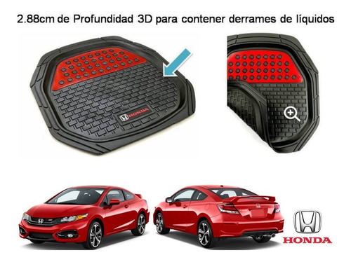 Tapetes 4pz Charola 3d Logo Honda Civic Coupe 2012 A 2015 Foto 5