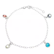 Pulseira Prata 925 Feminina Pedras Cravadas Com Regulagem