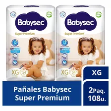 2 Paquetes Pañales De Bebé Babysec Super Premium 108 Un Xg