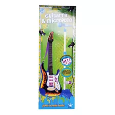 Micrófono De Pie Con Guitarra Rockera A Pila Duende Azul Ful