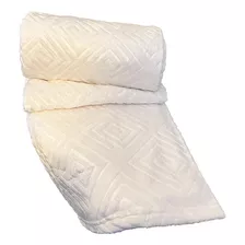 Cobertor Manta Flannel Embossed King Queen Luxo 2,20x2,40 Cor Branco