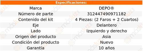 Paquete De 2 Faros Y 2 Cuartos P/ Peugeot 301 2013/2017 Depo Foto 5