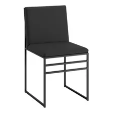 Silla De Comedor Base Metal Negro,dorado Tapizado Pana