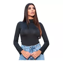 Blusa Cacharrel Gola Alta Manga Comprida Suplex Moda