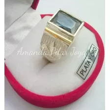 Importante Anillo Flor De Liz Hombre En Pta Y Oro C Piedra 