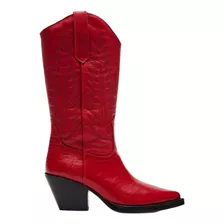 Botas Steve Madden Huntin Vaqueras Piel Color Rojo Mujer 