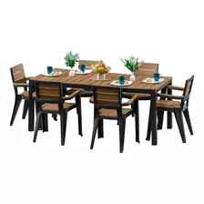 Comedor Para Exterior Tipo Madera 6 Puestos Marca Mq