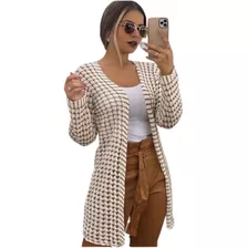 Cardigan Feminino Casaquinho Longo Meia Estação Tricot Frio