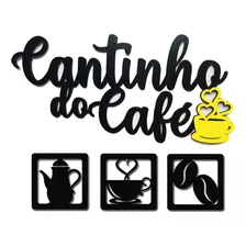 Aplique Cantinho Do Café Mdf Kit 4 Peças Detalhe Amarelo