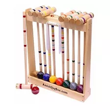 Amish Trabajado Deluxe 8-jugador Del Juego De Croquet Conjun