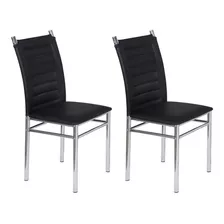 Conjunto 2 Cadeiras Tókio Art Panta Cromado/preto Gi Cor Da Estrutura Da Cadeira Cromado Cor Do Assento Preto