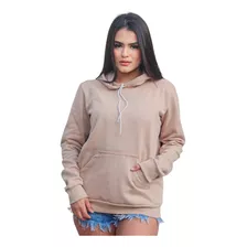 Moletom Flanelado Feminino Liso Blusa De Frio Com Capuz