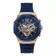 Reloj Guess Hombre Caballero Analógico Casual Men 7 Color De La Correa Azul Color Del Bisel Oro Rosa Color Del Fondo Azul