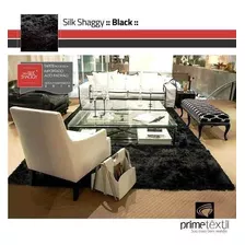 Tapete Sala Quarto Silk Shaggy Fio De Seda Preto 1,50x2,00