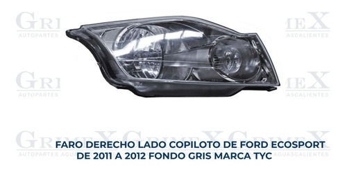 Faro Ford Ecosport 2011-11-2012-12 Fondo Gris Tyc Ore Foto 2