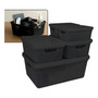 Kit 5 Caixas Organizadoras Cesto Tampa Multiuso 2l 6l 16l Casa Cozinha Banheiro Preto