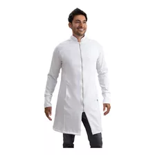 Jaleco Gola Padre Gabardine Com Elastano Masculino - Branco