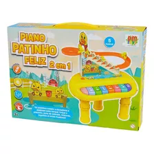 Piano Patinho Feliz 2 Em 1 Diversão Infantil Teclado Luz Som