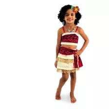  Fantasia Infantil Luxo Moana Luxo + Colar + Cinto 