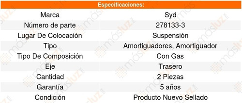 2 Amortiguadores Suspension Gas Trasero Maxima 95-99 Foto 3