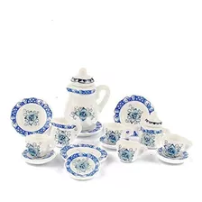 Nw 1 Set 15 Piezas Azul Y Blanco Set De Taza De Te De Cera