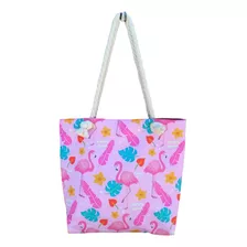 Bolsa Para Playa Con Diseño De Flamingos