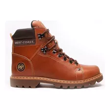 Bota Couro West Coast Worker Classic Camel Coffee Brown