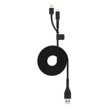 Cable Dual Mophie Lightning Micro Usb A Usb 1.2 Mt Negro