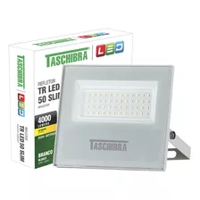 Refletor Tr Led 50w Slim Branco - Taschibra 3000k (amarela) Cor Da Luz Branco-quente 110v/220v