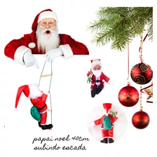 Papai Noel Boneco 40cm Subindo Escada 60cm Enfeite Porta