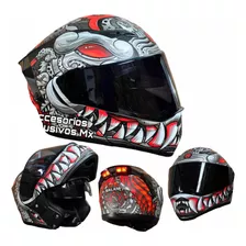 Casco Cerrado Luz Led Negro Titanio Gafas Internas Humo Ns 