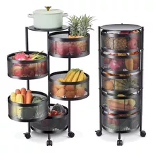 Fruteira De Chão 5 Cestos Organizador Cozinha Vertical Rodas