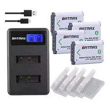 Batmax 4 Paquetes Np-bx1 Batería (1600 Mah) Y Lcd Dual Usb