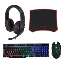 Kit Gamer 4en1 Teclado + Mouse + Mouse-pad + Audifnos Aoas