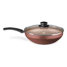 Wok Antiaderente Com Tampa 28cm 4,3l Chocolate Mta