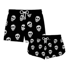 Kit Casal Short Praia Caveira Black Old Ref0279