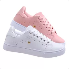 Tenis Feminina Kit 2 Pares Casual Adulto Conforto Fxb 2066