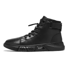 Botas Altas De Cuero Pu Martin Informales Negras Para Hombre