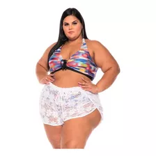 Shorts Praia Plus Size Arrastão Tamanho 46 Ao 60