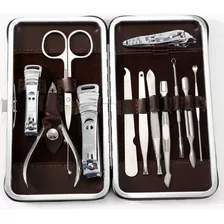 Kit Estojo Cortador Unha Em Inox Manicure Masculino Feminino