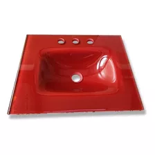 Bacha Vanitory Metalgrif Rojo 50 Cm Vidrio Templado 3 Orific