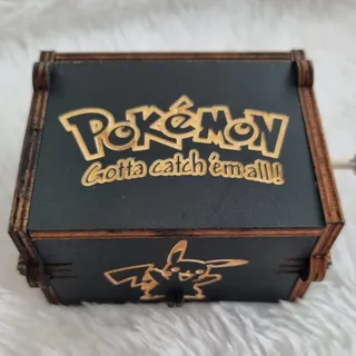 Caja Musical Pokémon Con Manivela Para Regalo Negro