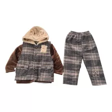 Conjunto Infantil Quentinho Inverno Masculino 3 Pçs Ursinho