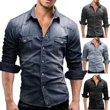 Polera De Jeans Delgada Casual Para Hombre