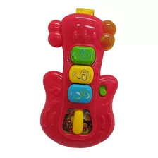 Brinquedo Instrumento Guitarrinha Com Luz Musical Bebê