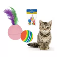 Brinquedos Para Gato Bolas Coloridas Pena Pu Borracha Pet