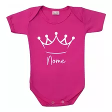 Body Algodão Pink Personalizado Coroa Princesa Nome 051