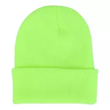 Gorro Beanie De Lana Adulto Con Doblez Negro Forro Polar